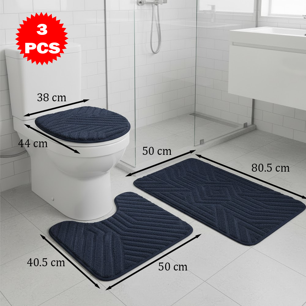 طقم سجاد حمام من 3 قطع مضاد للانزلاق