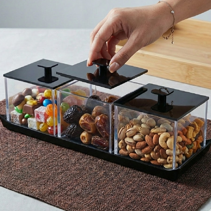 طقم صينية مع 3 صناديق أكريلك