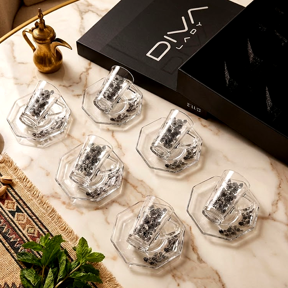 طقم استكانة وفنجان 18قطعة Diva Lady