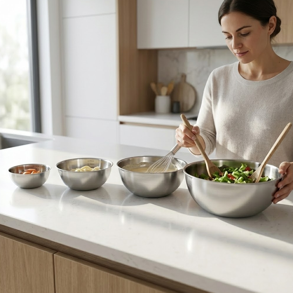 أوعية خلط من الستانلس ستيل 4مقاسات