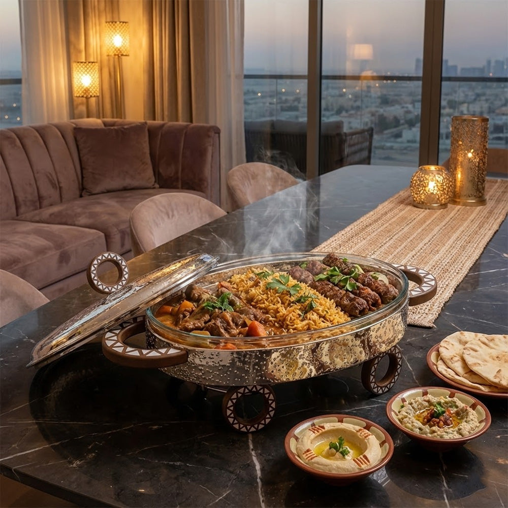 سخان طعام فولاذي مع غطاء زجاجي - 2.5 لتر