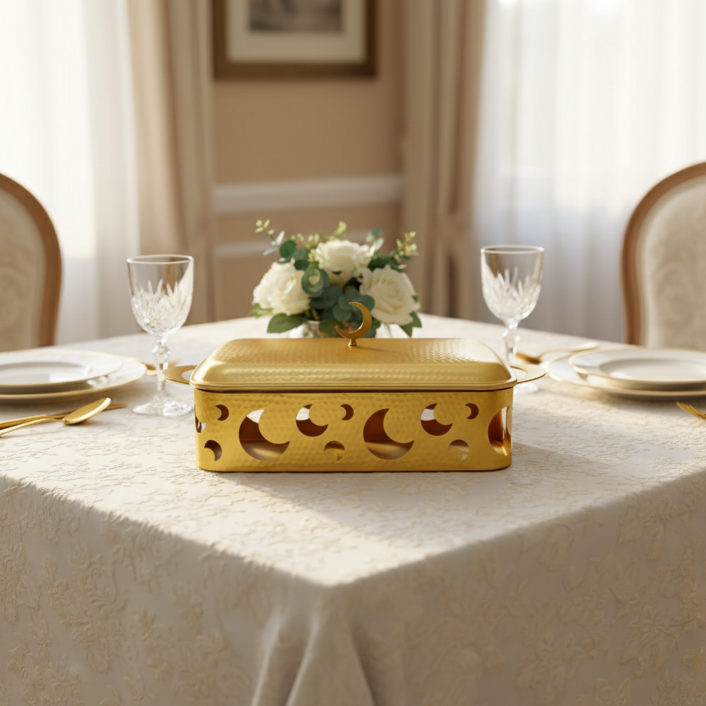 سخان طعام فضي وذهبي مستطيل 3 لتر