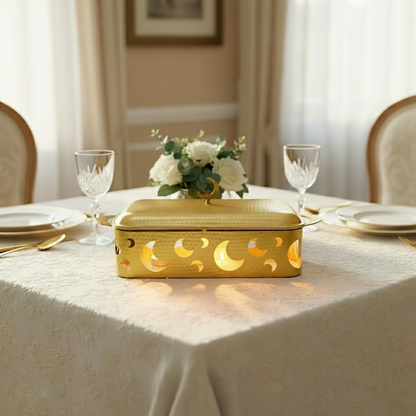 سخان طعام فضي وذهبي مستطيل 3 لتر