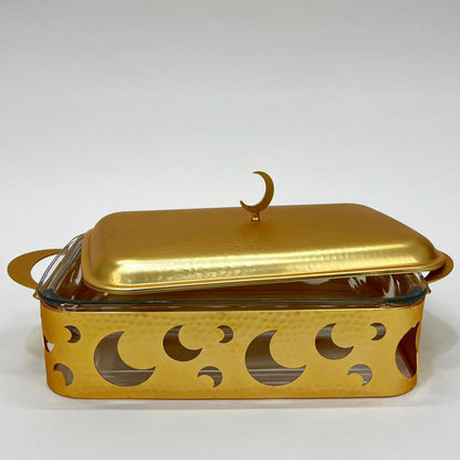 سخان طعام فضي وذهبي مستطيل 3 لتر