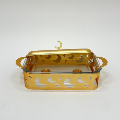 سخان طعام فضي وذهبي مستطيل 3 لتر