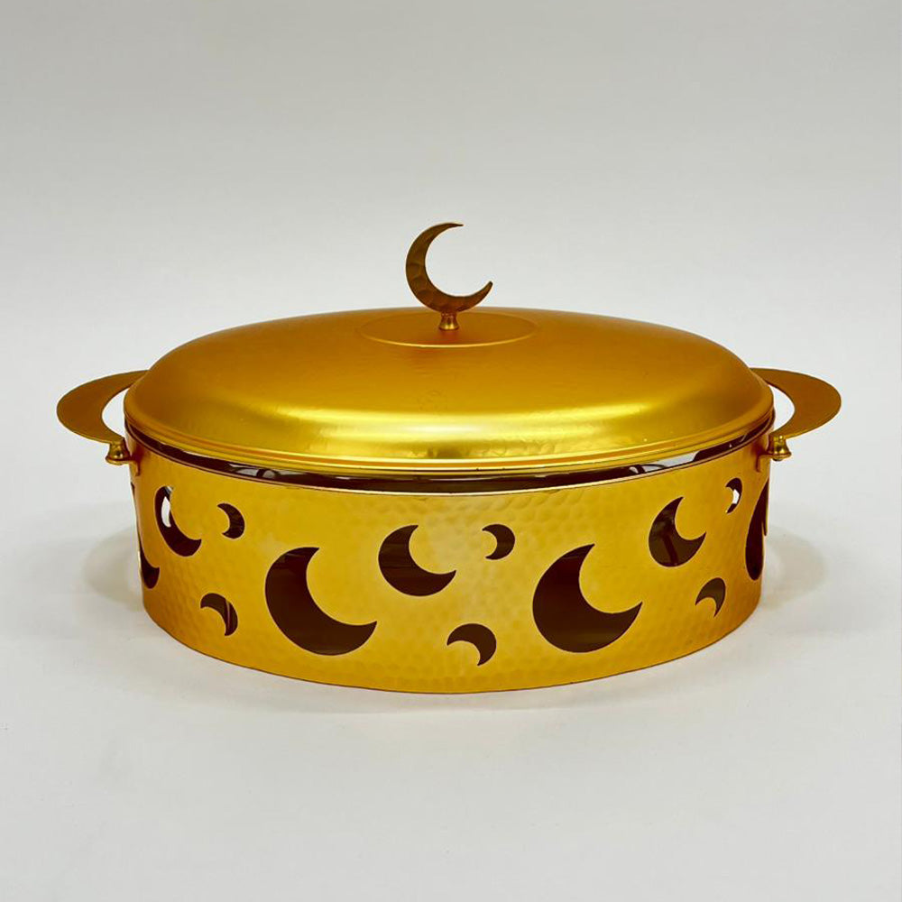 سخان طعام فضي وذهبي بيضاوي فاخر3 لتر