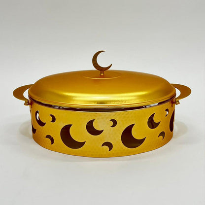 سخان طعام فضي وذهبي بيضاوي فاخر3 لتر