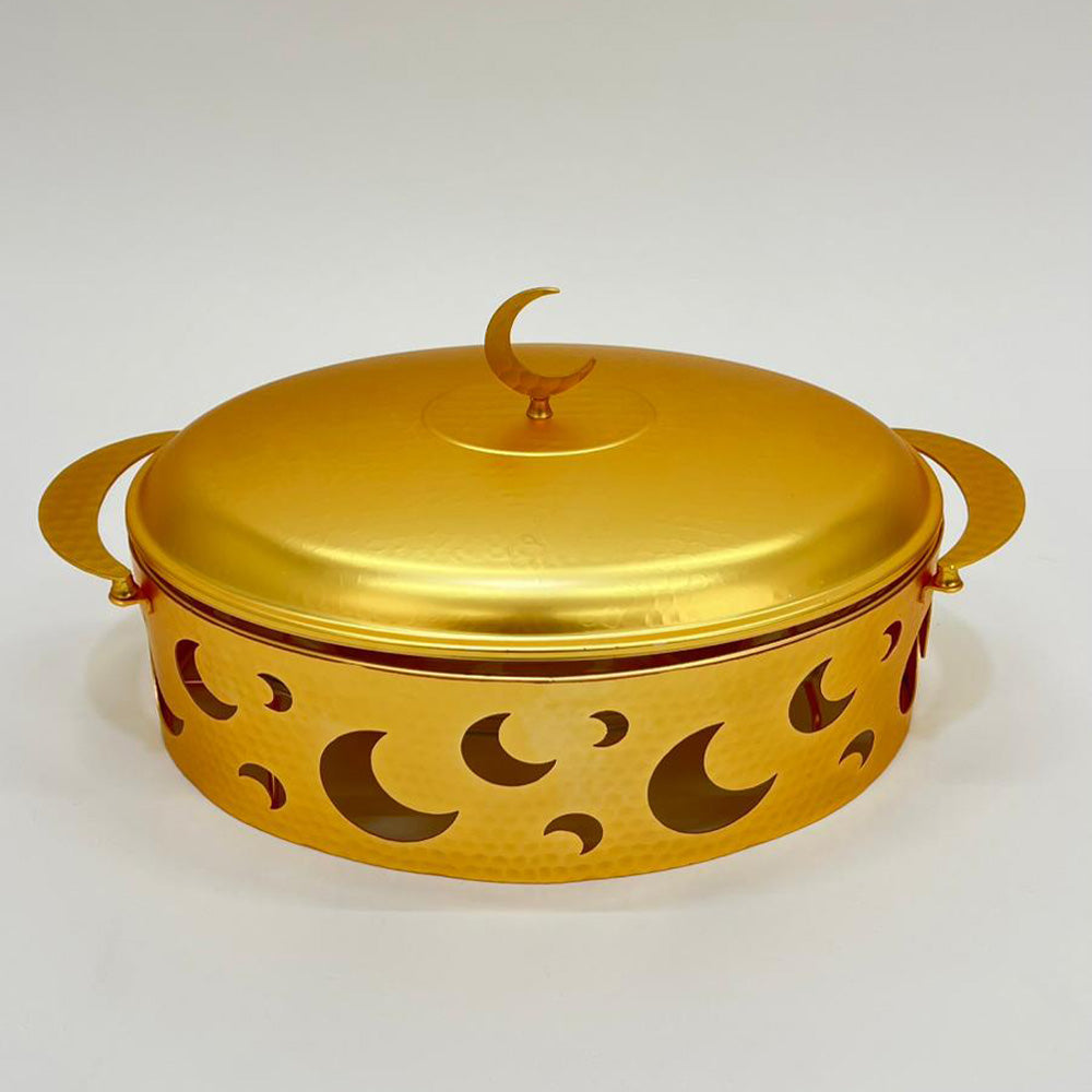 سخان طعام فضي وذهبي بيضاوي فاخر3 لتر