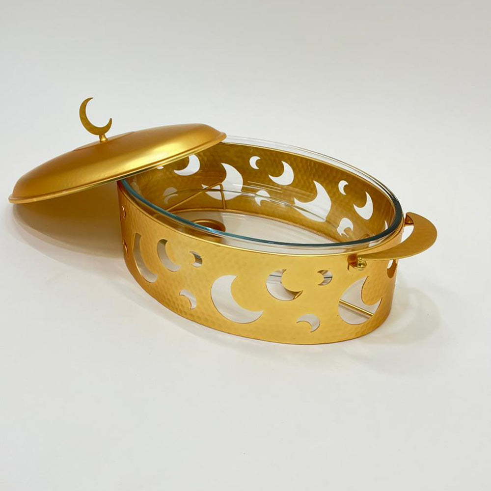 سخان طعام فضي وذهبي بيضاوي فاخر3 لتر