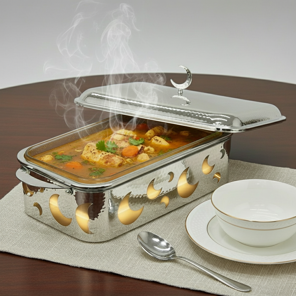 سخان طعام فضي وذهبي مستطيل 3 لتر