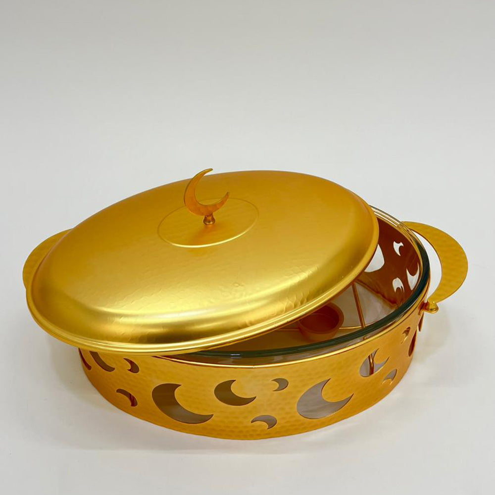 سخان طعام فضي وذهبي بيضاوي فاخر3 لتر