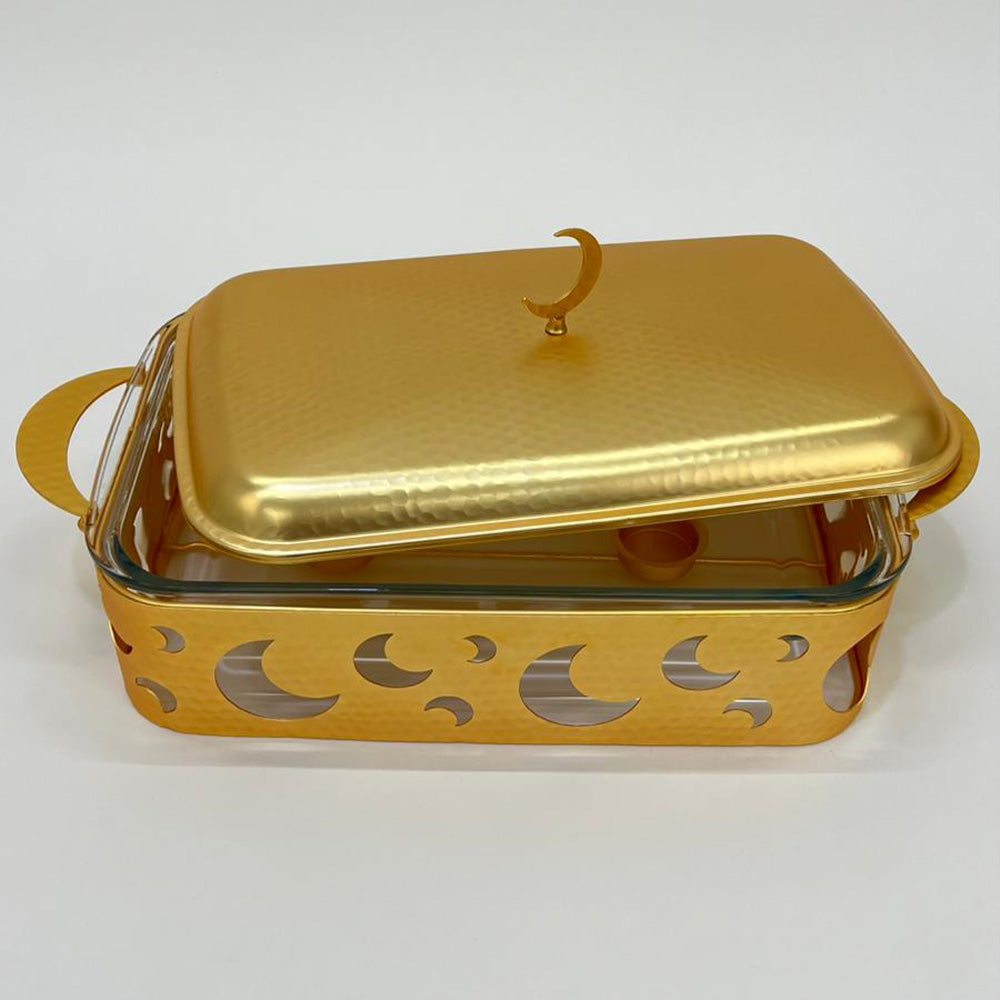 سخان طعام فضي وذهبي مستطيل 3 لتر