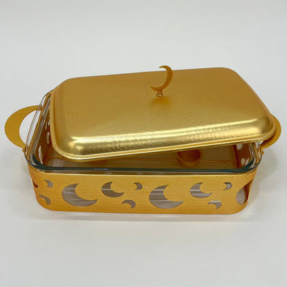 سخان طعام فضي وذهبي مستطيل 3 لتر