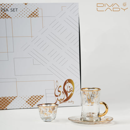 طقم استكانة وفنجان 18 ق