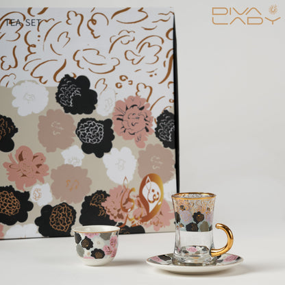 طقم استكانة وفنجان 18 ق