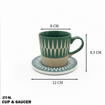 فنجان قهوة سيراميك نقش مثلثات