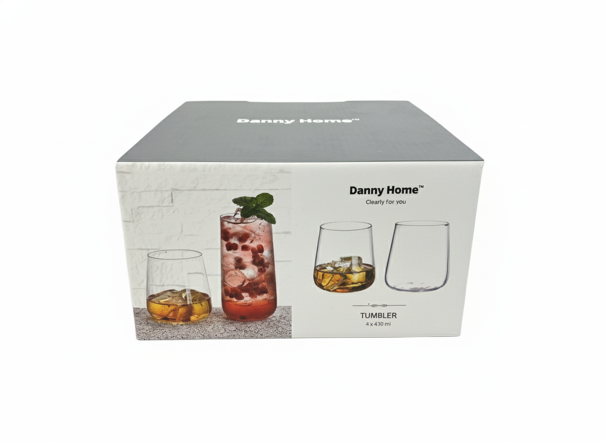 طقم أكواب زجاجية شفافة 430 مل 4 قطع