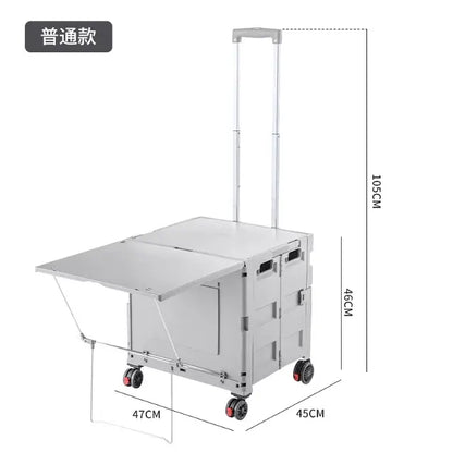 عربة مع طاولة تخييم قابلة للطي