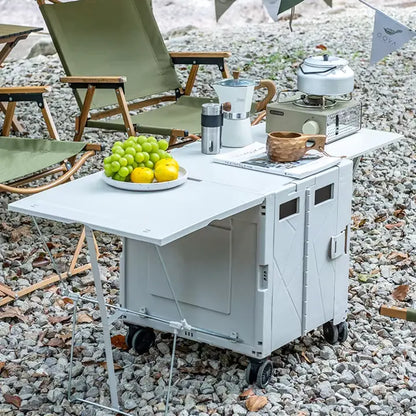 عربة مع طاولة تخييم قابلة للطي