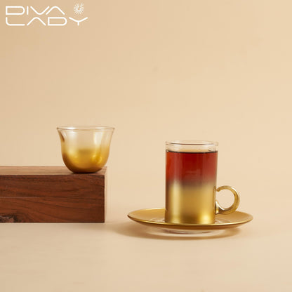 طقم استكانه وفناجين قهوة ذهبى- 18 حبة