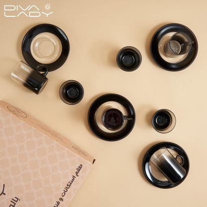 طقم استكانه وفناجين قهوة اسود- 18 حبة