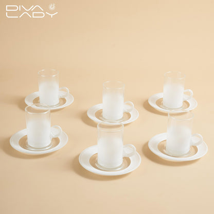 طقم استكانه وفناجين قهوة ابيض- 18 حبة