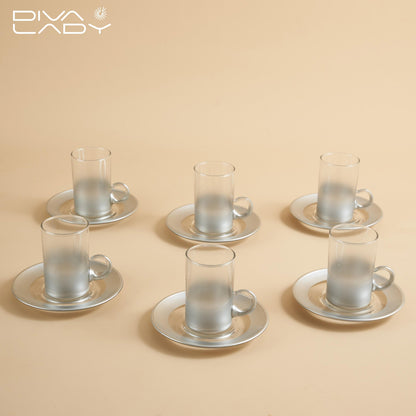 طقم استكانه وفناجين قهوة فضى- 18 حبة