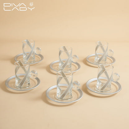 طقم استكانه وفناجين قهوة فضى - 18 حبة