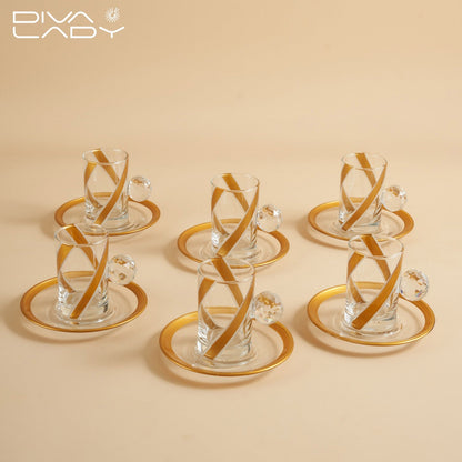 طقم استكانه وفناجين قهوة ذهبى- 18 حبة