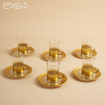 طقم استكانه وفناجين قهوة ذهبى- 18 حبة