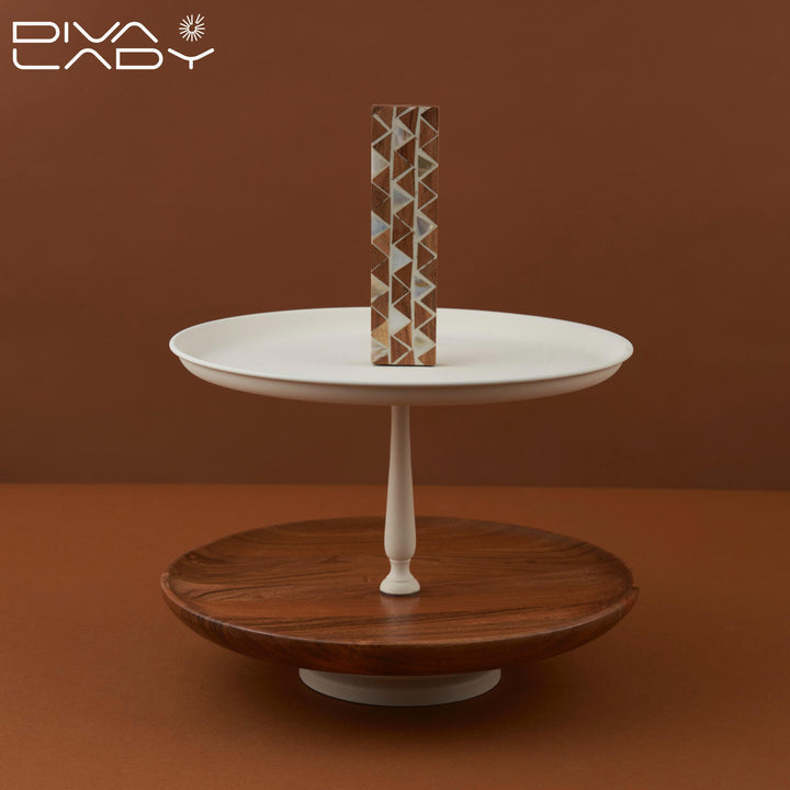 2 tier dessert serving plate