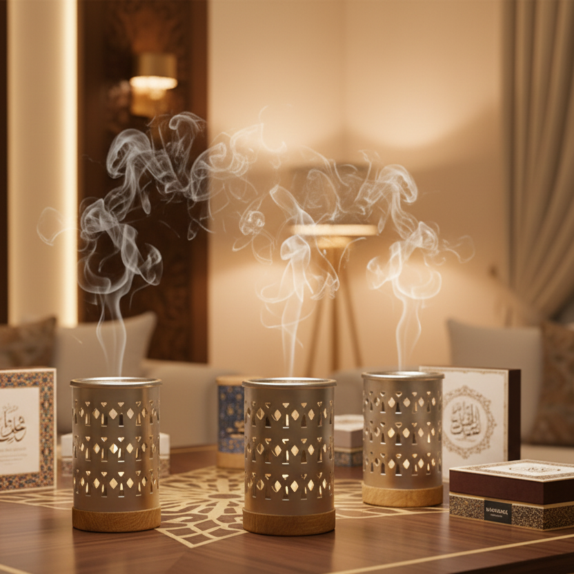 مبخر معدني بقاعدة خشبية Alkuwaity Al Awal الكويتي الأول
