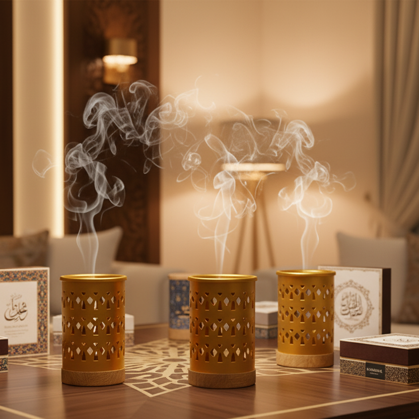 مبخر معدني بقاعدة خشبية Alkuwaity Al Awal الكويتي الأول