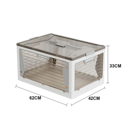 صندوق تخزين بلاستيكي قابل للطي مع عجلات