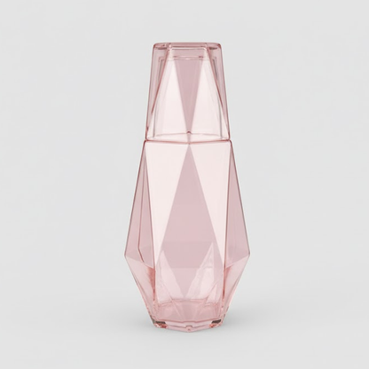 طقم قارورة وكوب زجاجي هندسي