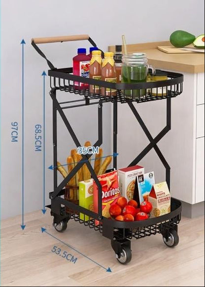 عربة معدنية محمولة مزدوجة الطبقة