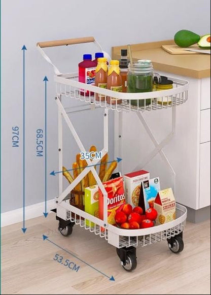 عربة معدنية محمولة مزدوجة الطبقة