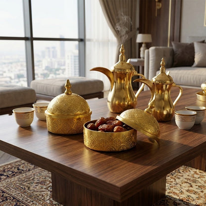 وعاء تمر معدني فاخر مزخرف