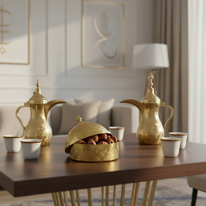 وعاء تمر معدني فاخر مزخرف