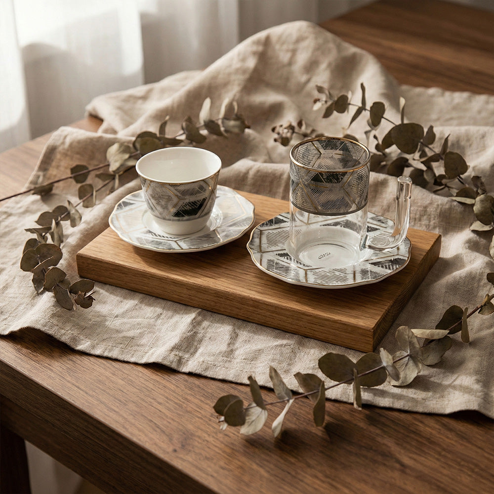 طقم استكانه وفنجان 18 قطعة Alkuwaity Al Awal الكويتي الأول