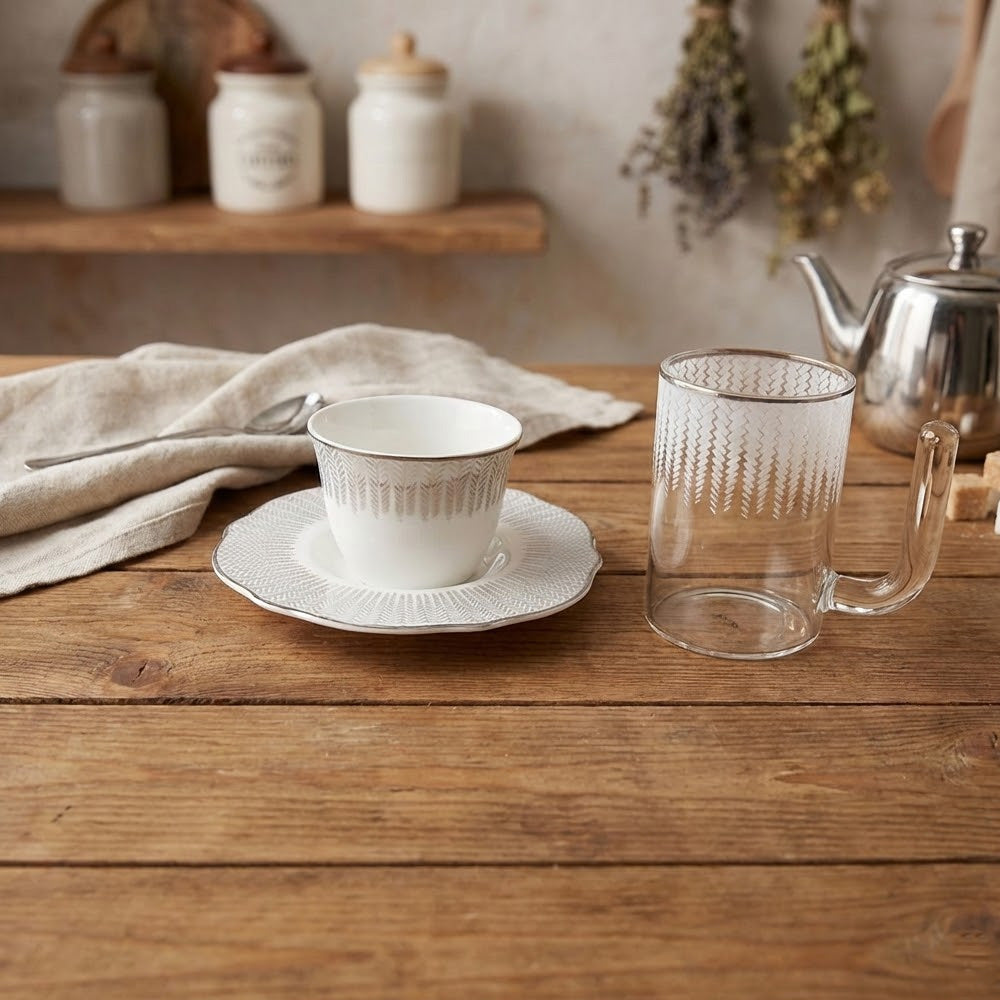 طقم استكانه وفنجان 18 قطعة Alkuwaity Al Awal الكويتي الأول