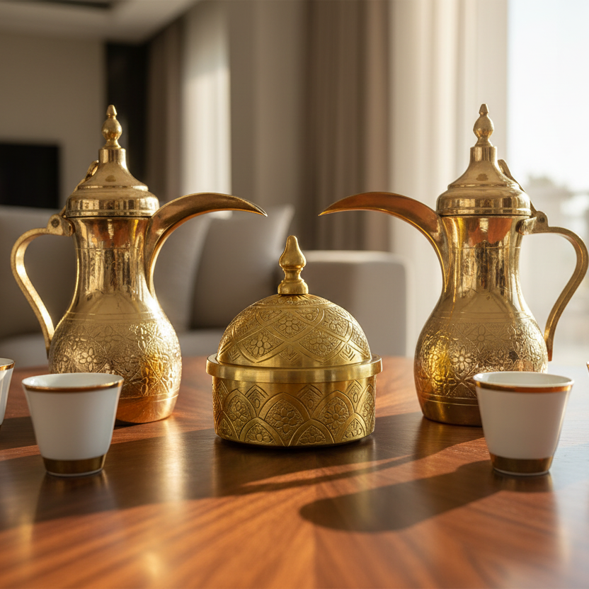 وعاء تمر معدني مزخرف كبير Alkuwaity Al Awal الكويتي الأول