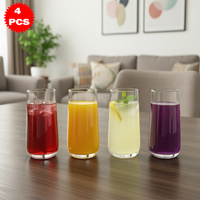 طقم أكواب زجاجية طويلة شفافة 500 مل 4 قطع