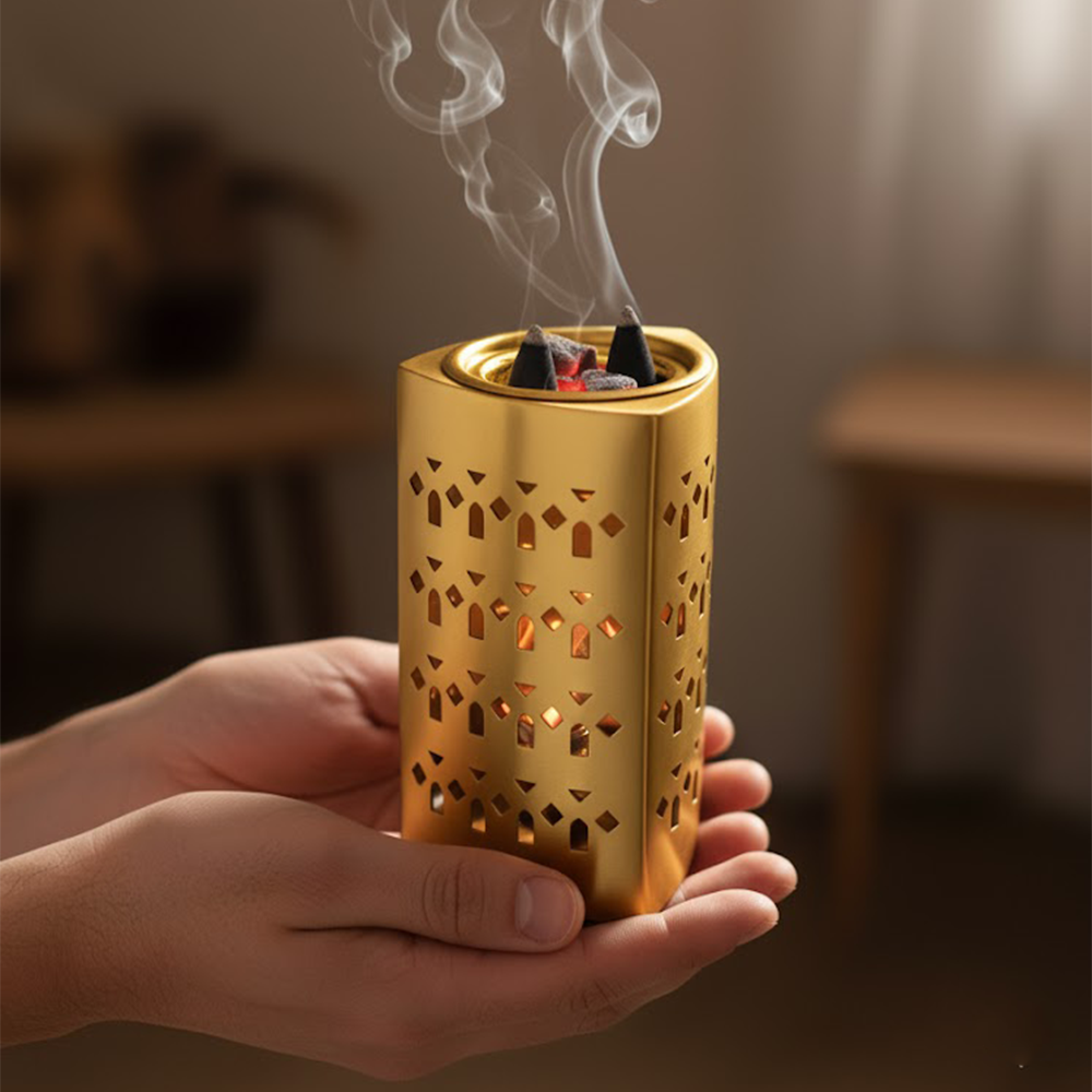 مبخر معدني فاخر بنقوش هندسية