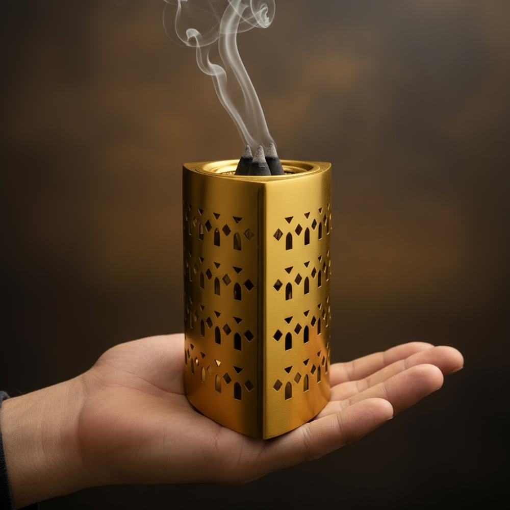 مبخر معدني فاخر بنقوش هندسية