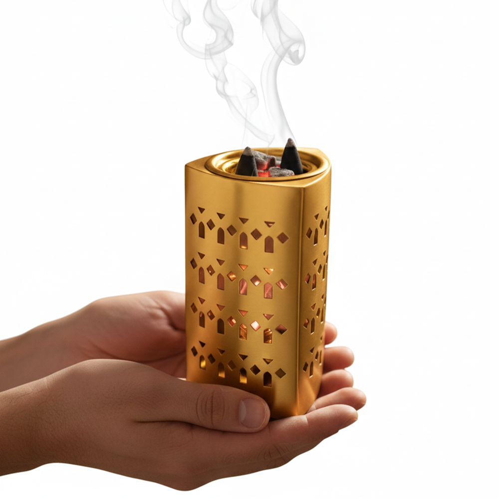 مبخر معدني فاخر بنقوش هندسية