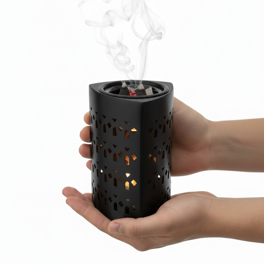 مبخر معدني فاخر بنقوش هندسية