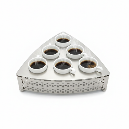 صينية تقديم معدنية بنقوش هندسية