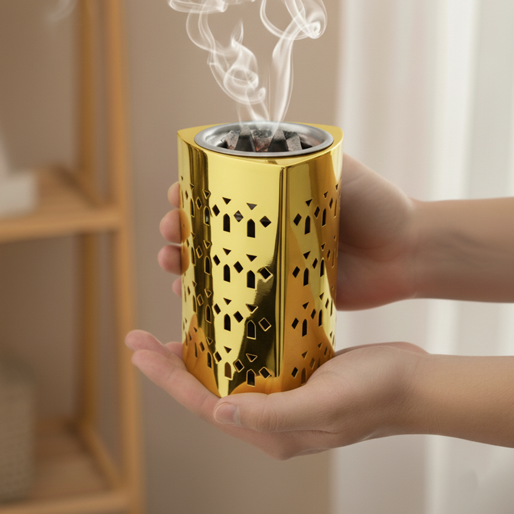 مبخر معدني فاخر بنقوش هندسية