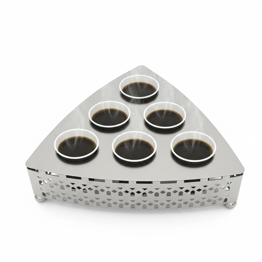 صينية تقديم معدنية بنقوش هندسية